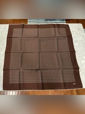 Echo Brown Silk Scarf with White Star Pattern
